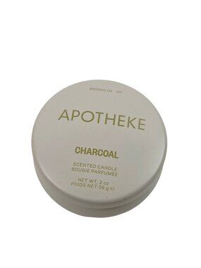 Apotheke Mini Tin Candle Charcoal Scent 2oz White Tin Black Wax 15 Hr Burn Time